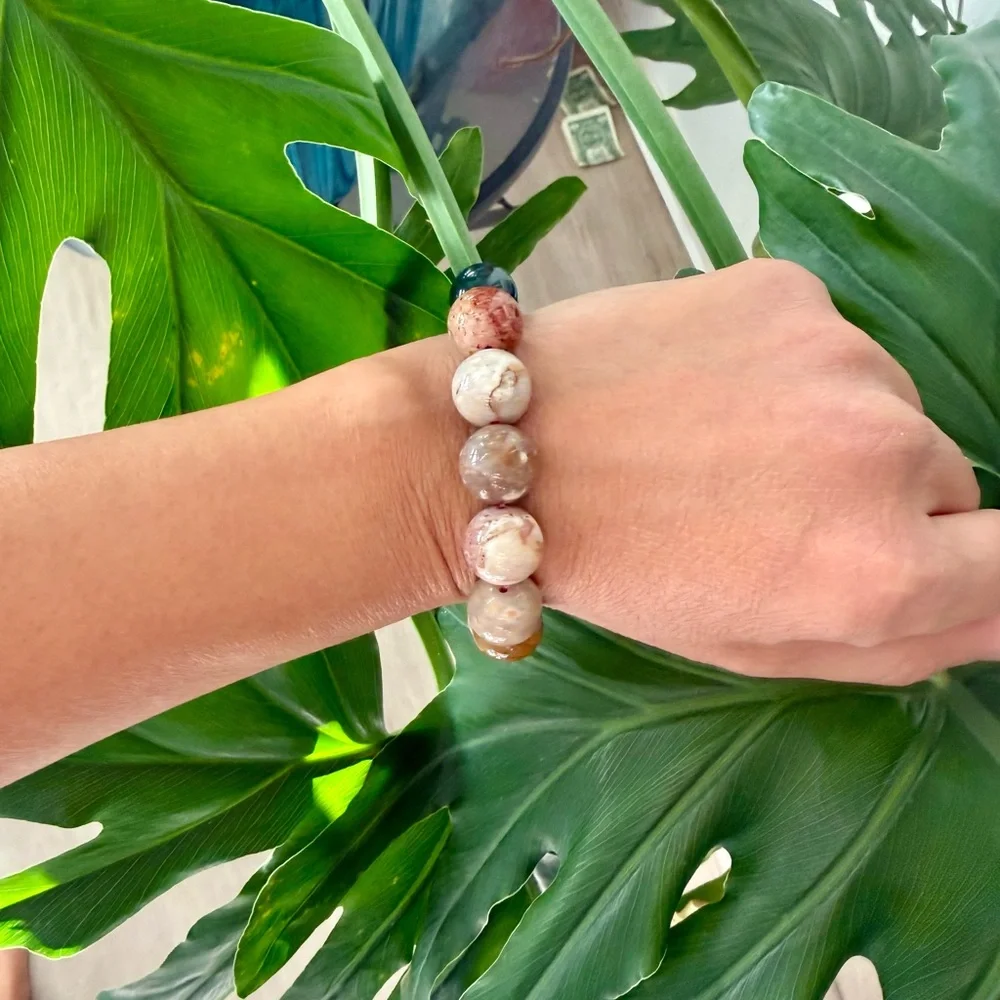 Ocean Jasper Beaded Bracelet – Large Beads, Earth Tones - Picture 2 of 3